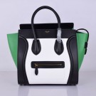 Celine Luggage Tote Bag Original Leather 8802-2 Black&White&Green JH06326SL88