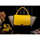 Celine Trapeze Bag Original Leather 3342 Yellow&Black&OffWhite JH06357iZ32
