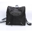 Fake AAAAA Balenciaga Backpack Black Litchi Leather 68335 Silver JH09465oE28
