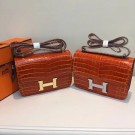 Fake Hermes Constance Bag Croco Leather H6811 orange JH01653DK43