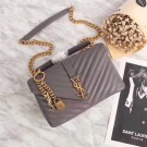 Fake YSL Flap Bag Calfskin Leather 26611 gray JH08237SY47