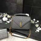 Fake YSL Flap Bag Calfskin Leather 392737 Grey Gold buckle JH08307TR19