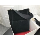 Fashion Celine Seau Sangle Original Suede Leather Shoulder Bag 3369 black JH06144RW51