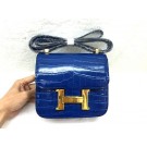 Hermes Constance Bag Croco Leather 3326 Royal Blue JH01671Au34