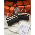 Hermes Kelly 19cm Shoulder Bags Epsom Leather KL19 black JH01176Sm85