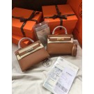 Hermes Kelly 19cm Shoulder Bags Epsom Leather KL19 brown JH01159sm27