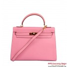 Hermes Kelly 32cm Top Handle Bag Pink Togo Leather Gold JH01358Vj56
