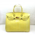 Hermes Kelly 35cm Tote Bag Croco Leather K35 Yellow JH01656HM85