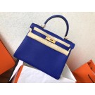 Hermes original Togo leather kelly bag KL320 blue JH01396Mo27