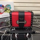 Hot Prada Cahier studded leather bag 1BD045-1 red&black JH05484DJ96