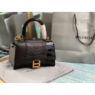 Imitation 1:1 Balenciaga Hourglass XS Top Handle Bag shiny crocodile embossed calfskin B108892E black JH09391qd57