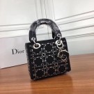 Knockoff Dior Mini Lady Rhinestone Diorama Clamshell Bag Calfskin 8817 Black JH07514Jz41