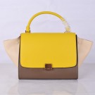 New Celine Trapeze Bag Original Leather 8803-7 Yellow&Khaki&White JH06317rZ14