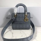 Replica LADY DIOR TOTE BAG IN EMBROIDERED CANVAS C4532 grey blue JH07091QT16