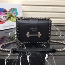 Replica Prada Cahier studded leather bag 1BD045-1 black JH05485sU34