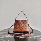Replica Prada Leather Prada Tress Handbag 1BA290 brown JH04905XB19