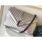 Replica YSL Flap Bag Calfskin Leather 392738 silver JH08240ap60