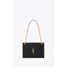 YSL Classic Monogramme Flap Bag Cannage Pattern Calf leather 396910 black JH08215Jy64