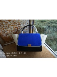 2015 Celine top quality plain weave with nubuck leather 6608 blue&black&off white JH06451Ye63