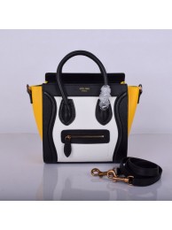 AAA Celine Luggage Nano Bag Original Leather 8802-9 White&Black&Yellow JH06322im52