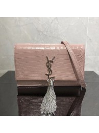 AAA Copy SAINT LAURENT Kate crocodile-embossed leather cross-body bag 452159 Pink JH07975JY49