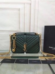 AAA YSL Flap Bag Calfskin Leather 2508 green Gold buckle JH08321CB45
