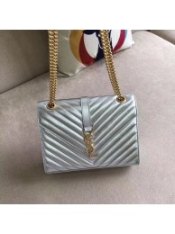 AAA YSL Flap Bag Calfskin Leather 428134 silver JH07917pL24