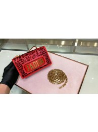 AAAAA Imitation DIOR WITH CHAIN SMOOTH CALFSKIN EMBROIDERED WITH A MOSAIC OF MIRRORS M900 red JH07457wA64