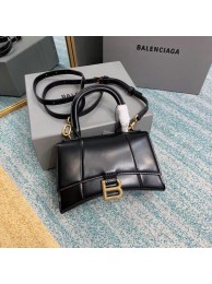 Balenciaga Hourglass XS Top Handle Bag shiny box calfskin 28331 black JH09384TL77