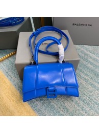 Balenciaga Hourglass XS Top Handle Bag shiny box calfskin 28331 blue JH09377eI70