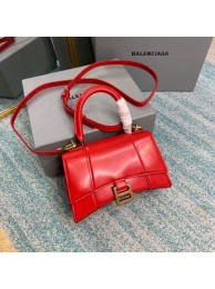 Balenciaga Hourglass XS Top Handle Bag shiny box calfskin 28331 red JH09383Yj44
