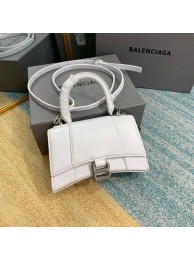 Balenciaga Hourglass XS Top Handle Bag shiny box calfskin 28331 white JH09386uZ84