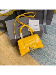 Balenciaga Hourglass XS Top Handle Bag shiny box calfskin 28331 yellow JH09379fj51