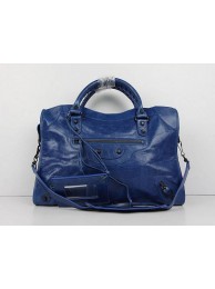 Balenciaga The City Handbag Sheepskin 084332 blue JH09469ll49