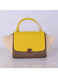 Best Celine Mini Trapeze Bag Original Leather 8803-8 Yellow&Khaki&White JH06314aU87