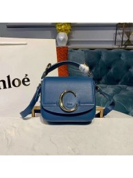 Best Chloe Original Calfskin Leather Top Handle Small Bag 3S030 Blue JH08859CF36