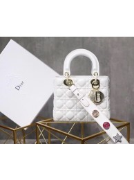 Best Dior lucky badges Original sheepskin Tote Bag A88035 white JH07306hW68