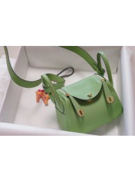 Best Hermes mini Lindy Togo Leather Bag LD19 green&gold-Tone Metal JH01227zE83