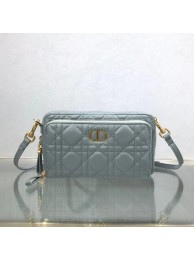 Best Quality DIOR CARO DOUBLE POUCH Supple Cannage Calfskin S5037U grey JH06773Ss63