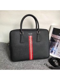 Best Replica Prada Saffiano leather work bag 2VE368-3 black JH05350Jc15
