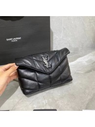 Best Replica Yves Saint Laurent LOULOU PUFFER IN QUILTED CRINKLED MATTE LEATHER BAG Y620333 Black JH07710Jc15