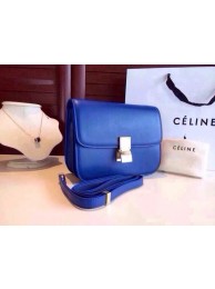 Celine Classic Box Flap Bag Calfskin Leather 2263 Blue JH06306eq83