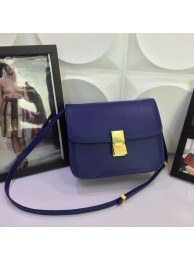 Celine Classic Box Flap Bag Calfskin Leather 88008 Royal Blue JH06374fp99
