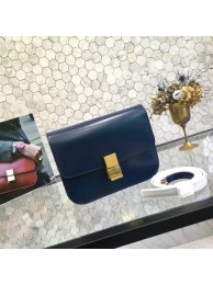 Celine Classic Box Small Flap Bag Calf leather 5698 dark blue JH06155jk50
