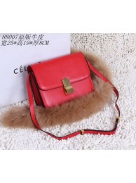 Celine Classic Box Small Flap Bag Calfskin 88007 Red JH06385Sx31