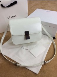 Celine Classic Box Small Flap Bag Smooth Leather 11042 White JH06376eO46