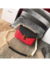 Celine Original Leather Shoulder Bag 187253 Red&Black JH06011SS70