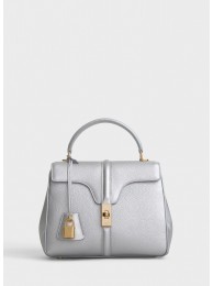 CELINE SMALL 16 BAG IN LAMINATED GRAINED CALFSKIN 188003 SILVER JH05944Ac56
