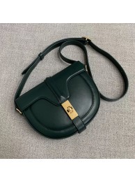 CELINE SMALL BESACE 16 BAG IN SATINATED CALFSKIN CROSS BODY 188013 GREEN JH05958Vo37