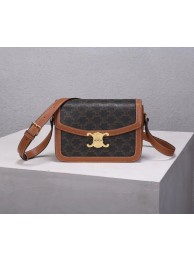Celine TEEN TRIOMPHE BAG IN TRIOMPHE CANVAS AND CALFSKIN CL87368 TAN JH05840fK95
